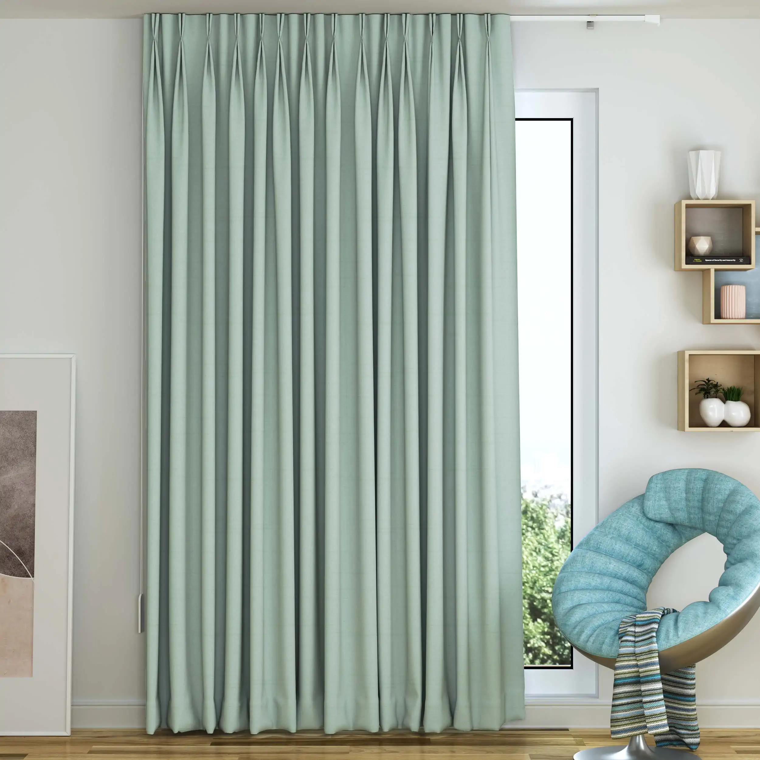 Blackout Curtains Pinch Pleat - Light Green