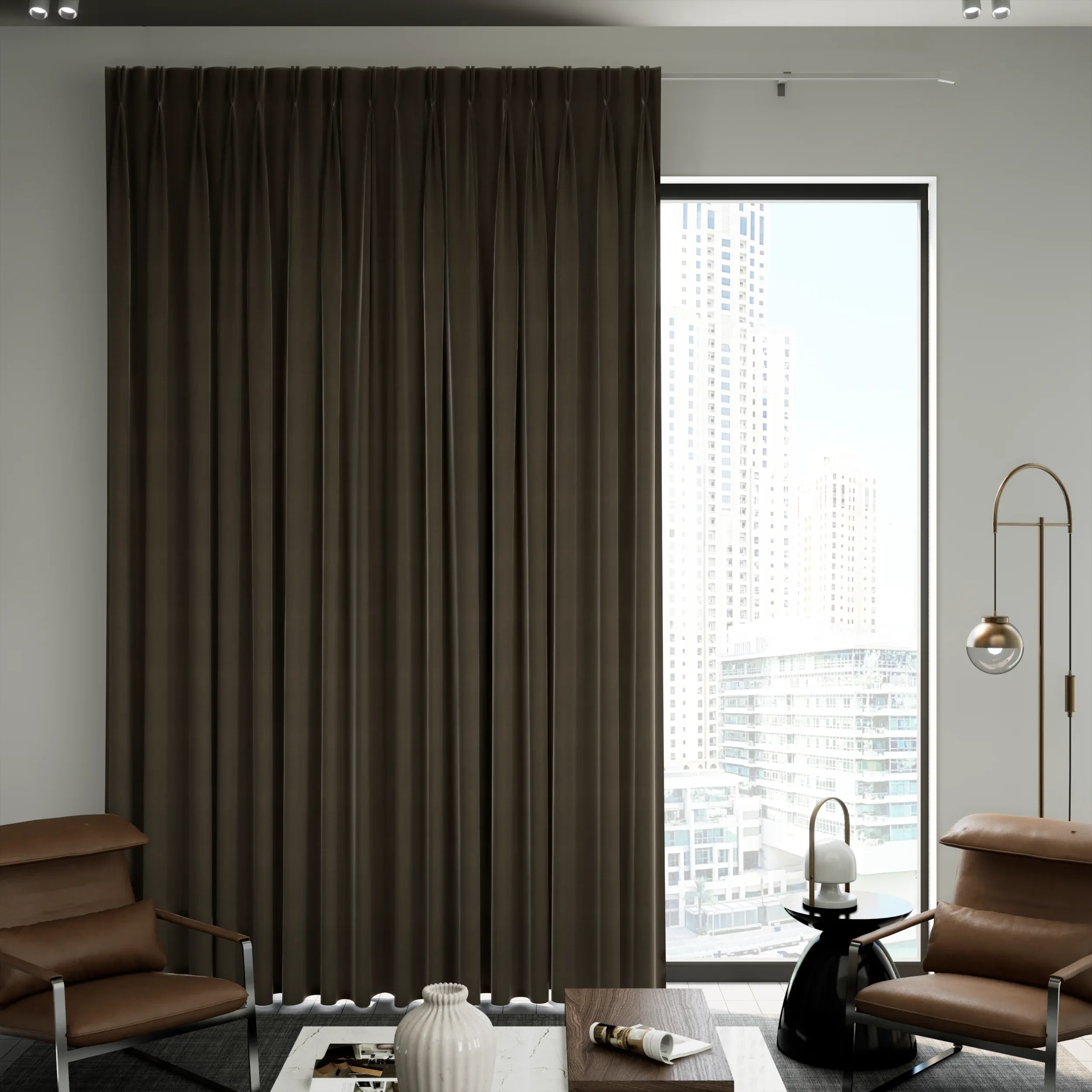Brown Pinch Pleat Blackout Curtain
