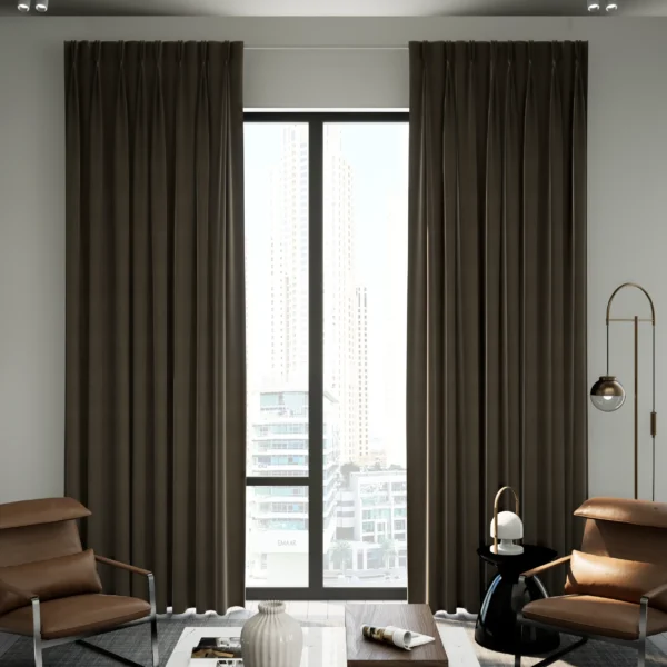 Brown Pinch Pleat Blackout Curtain