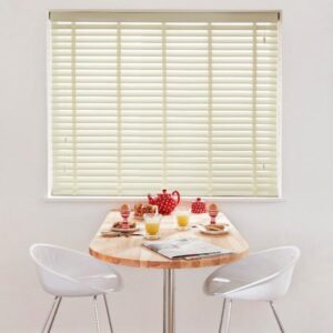 Cream Faux Wood Blind -50mm Slat