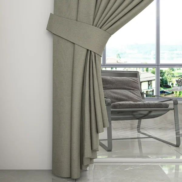 Grey Pinch Pleat Fabric Curtain