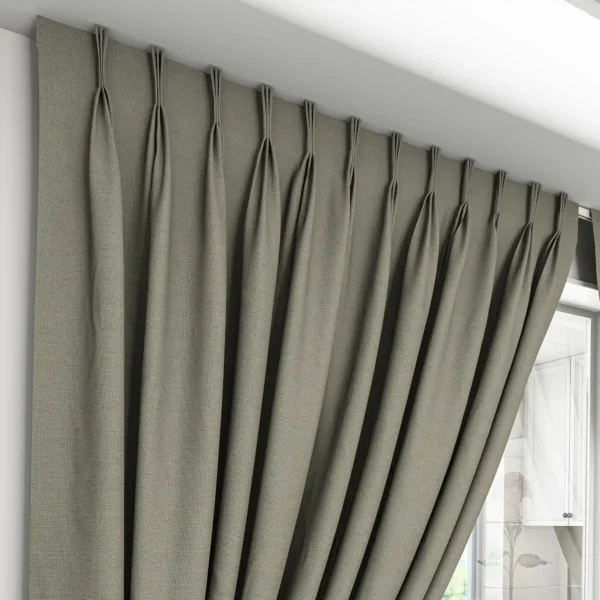 Grey Pinch Pleat Fabric Curtain