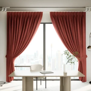 Red Pinch Pleat Blackout Curtain