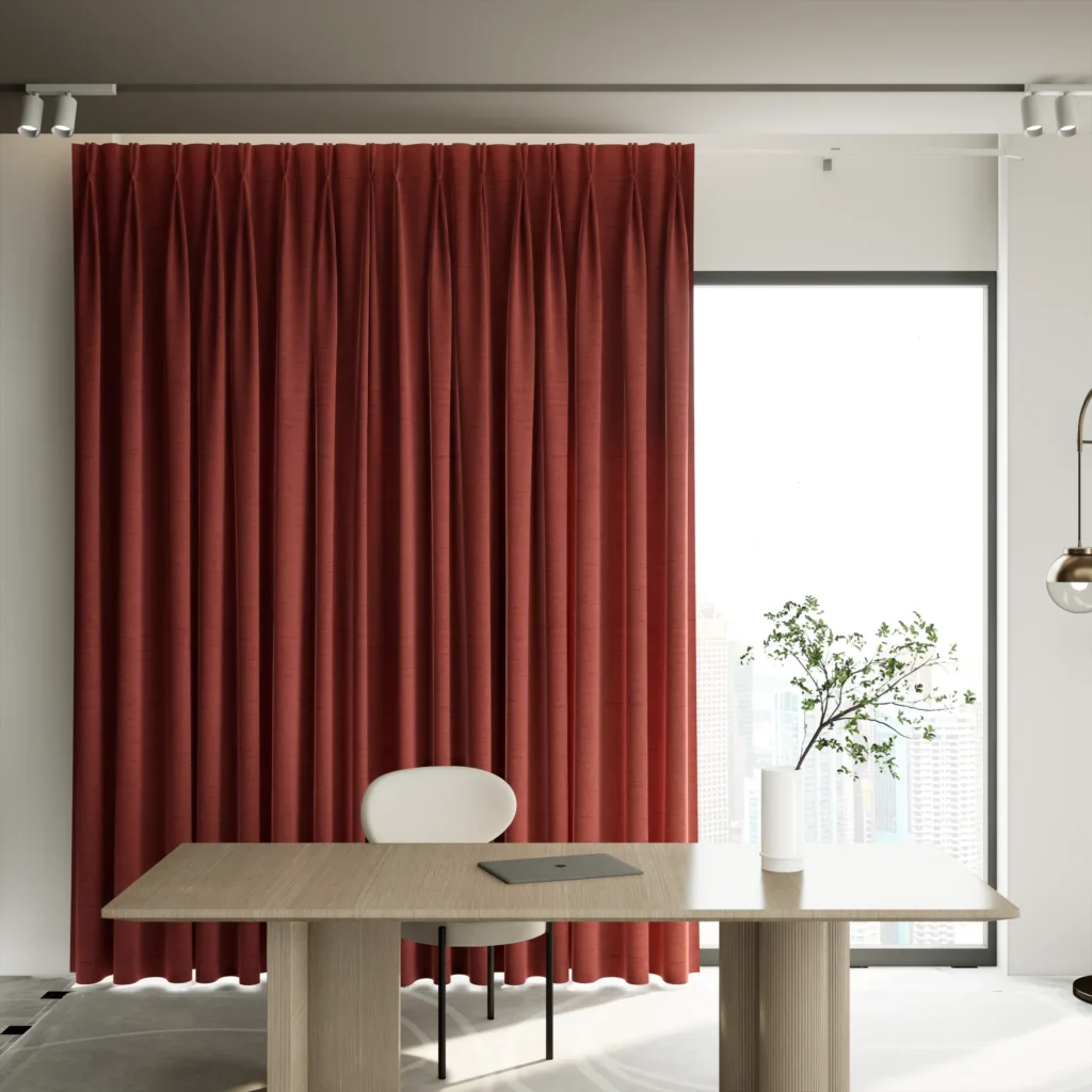 Red Pinch Pleat Blackout Curtain