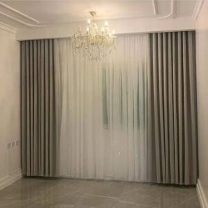 White And Grey Blackout Wave Curtains
