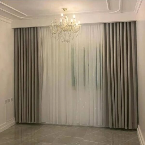 White And Grey Blackout Wave Curtains