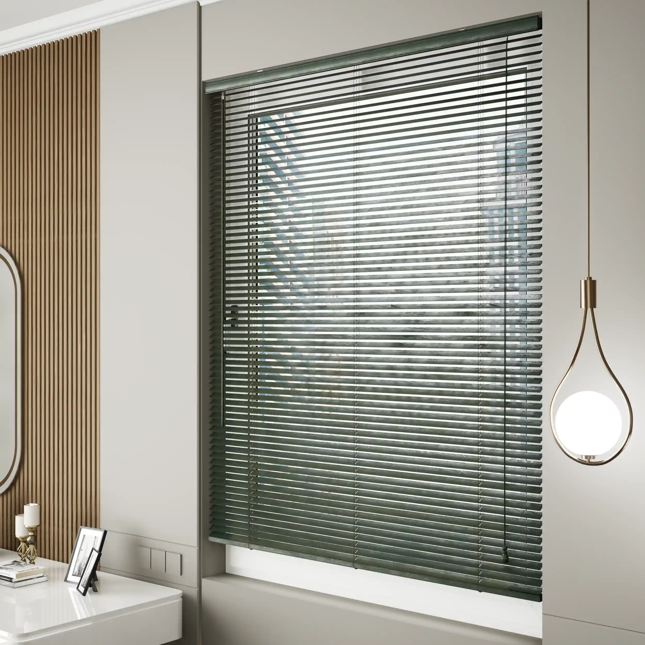 25mm Green Wooden Venetian Blinds - Image 2
