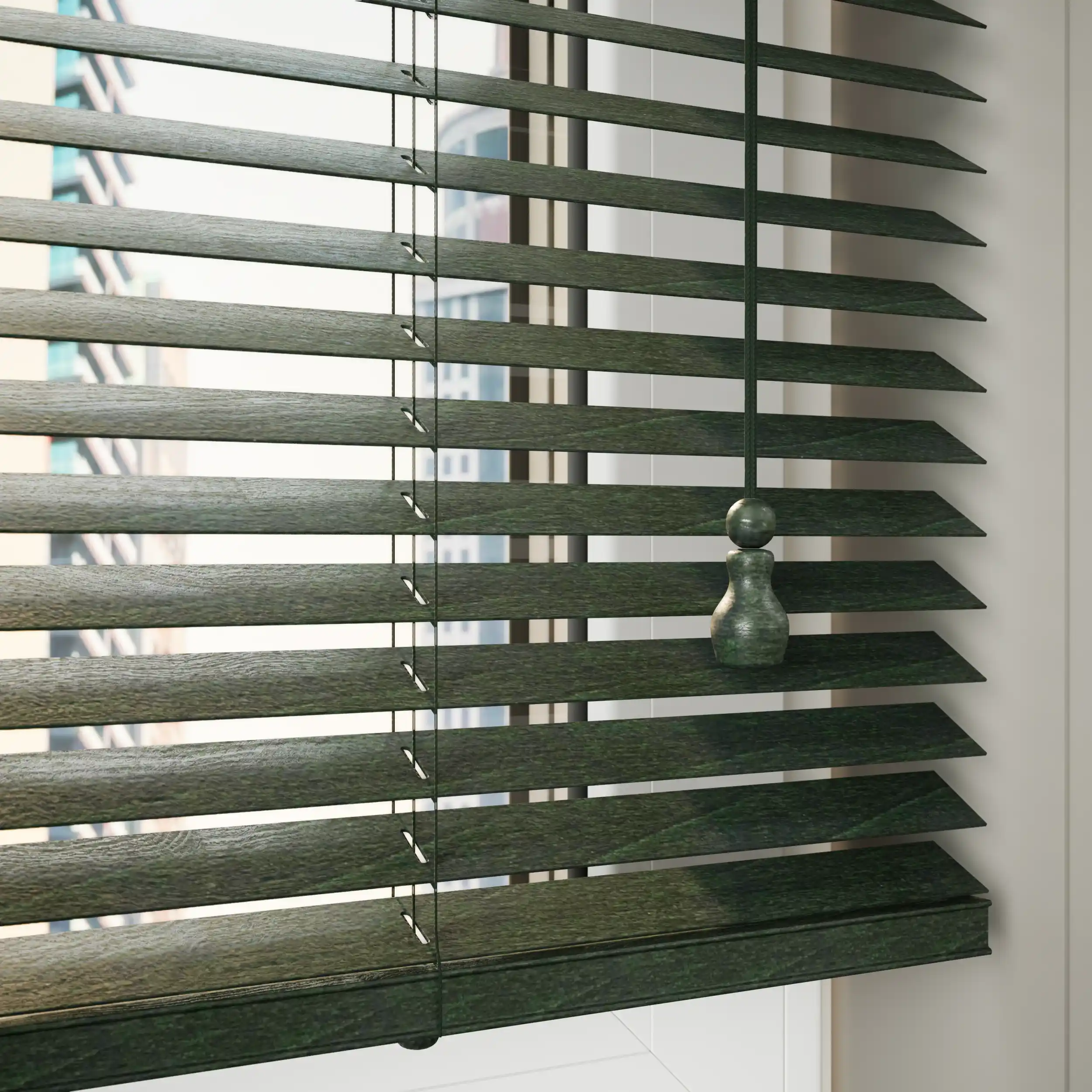 25mm Green Wooden Venetian Blinds - Image 4