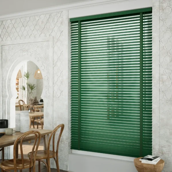 50mm Classic Green Wooden Venetian Blinds - Image 2