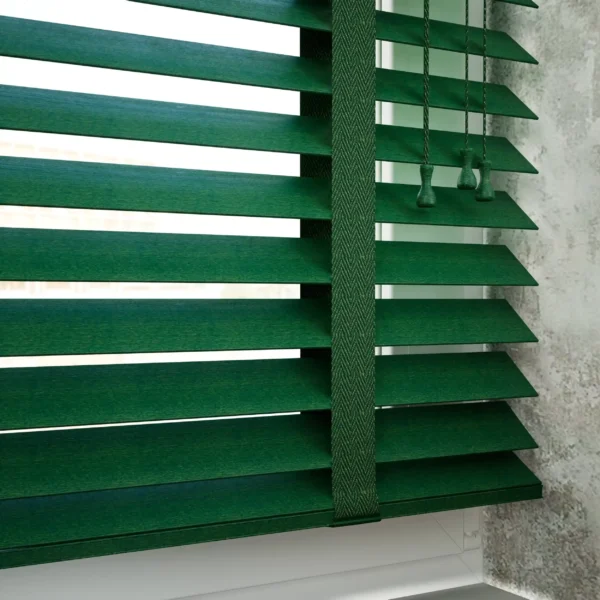 50mm Classic Green Wooden Venetian Blinds - Image 4