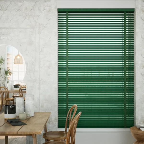 50mm Classic Green Wooden Venetian Blinds