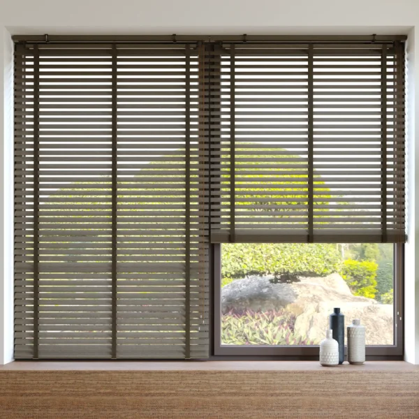 50mm Dark Brown Wooden Blinds - Image 2