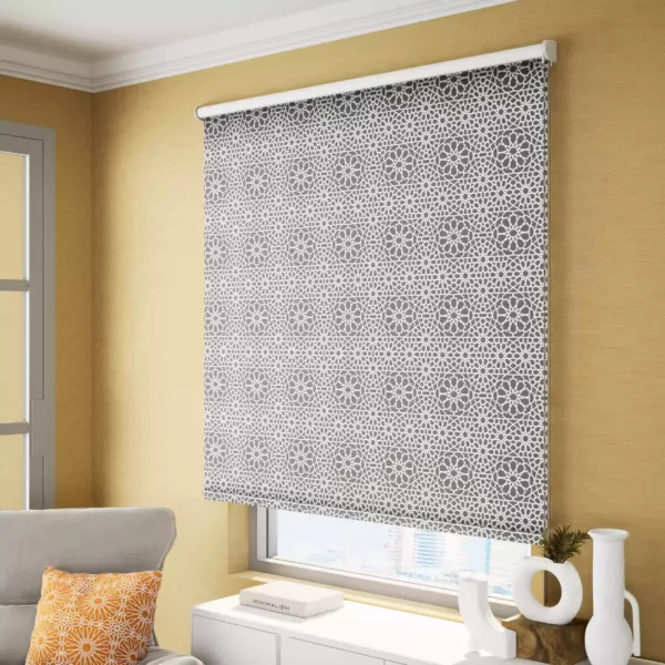 Printed Blackout Roller Blinds - Grey - Image 2