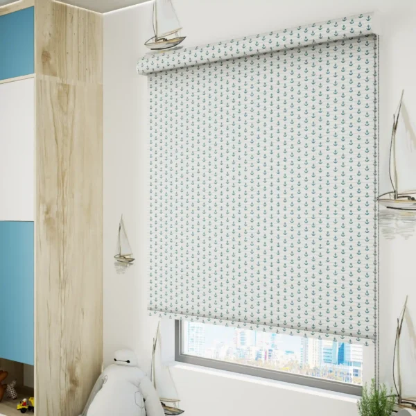Printed Blackout Roller Blinds - Light Blue - Image 2