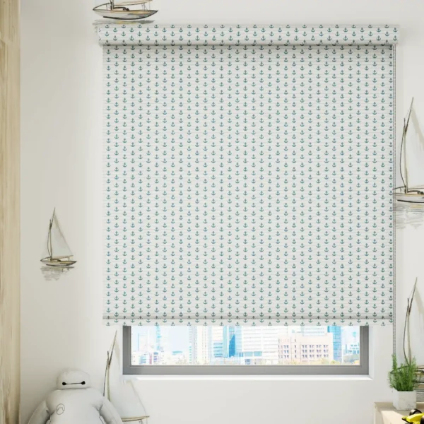 Printed Blackout Roller Blinds - Light Blue