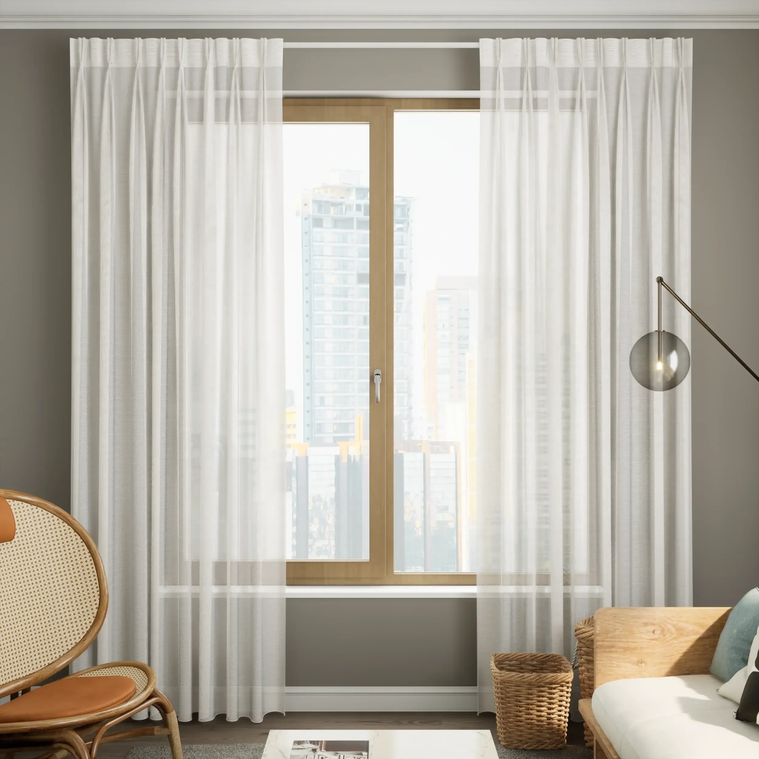 Sheer Curtain - Pinch Pleat - White - Image 2