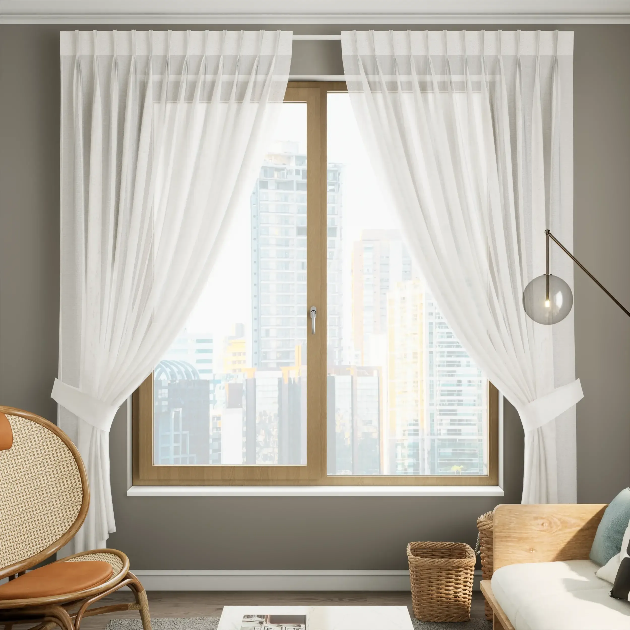 Sheer Curtain - Pinch Pleat - White