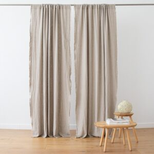 Linen Rod Pocket Curtain Panel Natural Terra Fringe