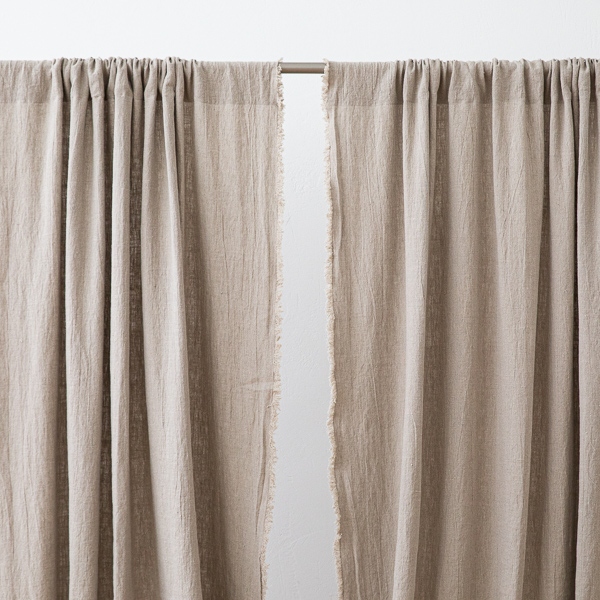 Linen Rod Pocket Curtain Panel Natural Terra Fringe