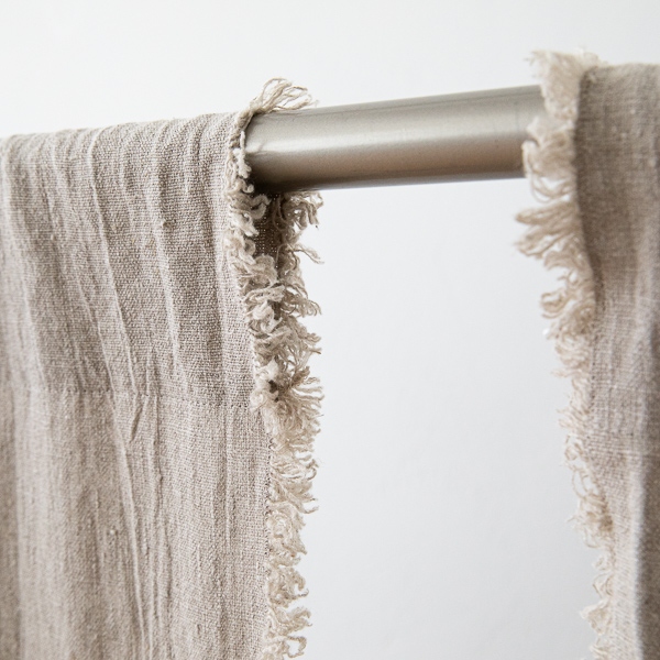 Linen Rod Pocket Curtain Panel Natural Terra Fringe