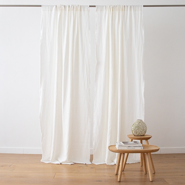 Linen Rod Pocket Curtain Panel Off White Terra Fringe