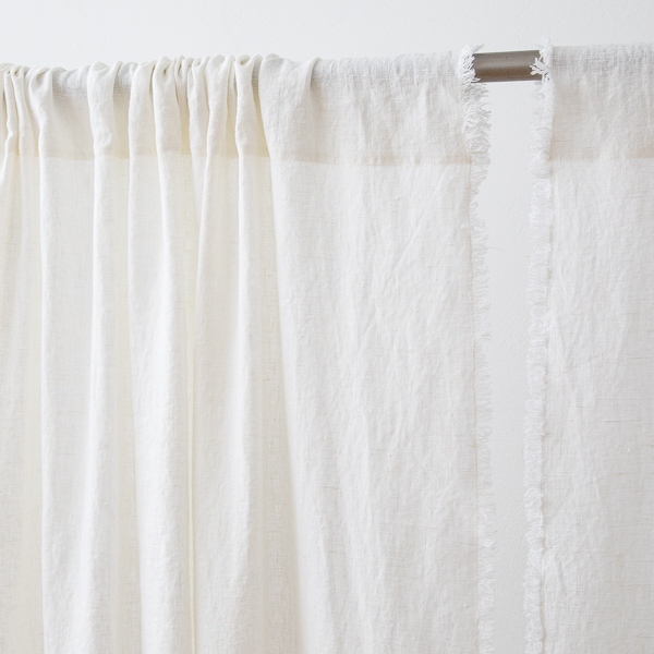 Linen Rod Pocket Curtain Panel Off White Terra Fringe