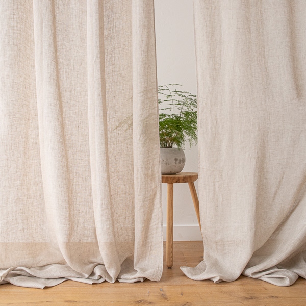 Sheer Linen Curtain With Ties Natural Garza