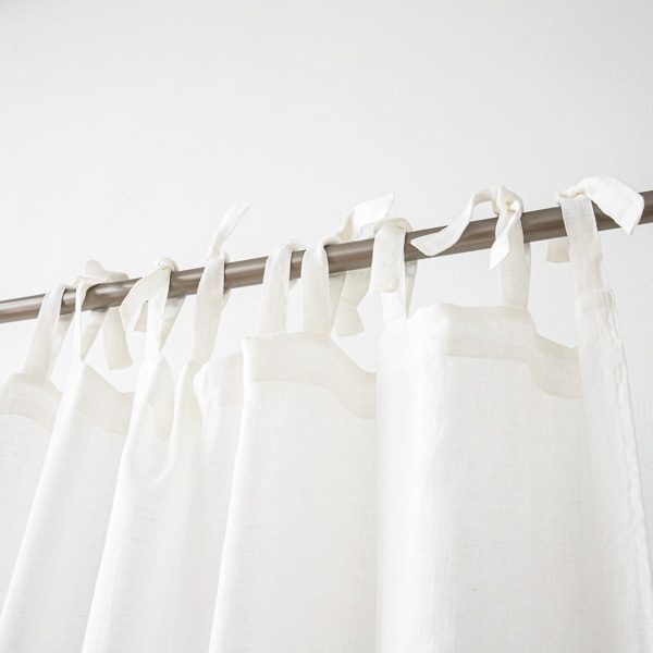 Sheer Linen Curtain With Ties Off White Garza