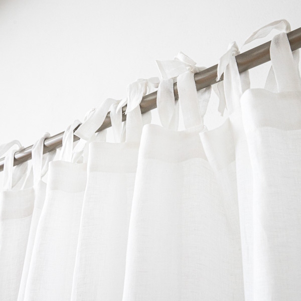 Sheer Linen Curtain With Ties Optical White Garza