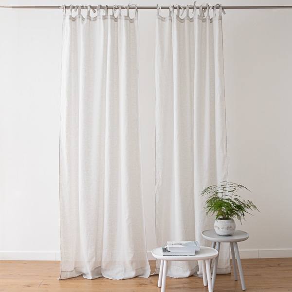 Sheer Linen Curtain With Ties Silver Garza