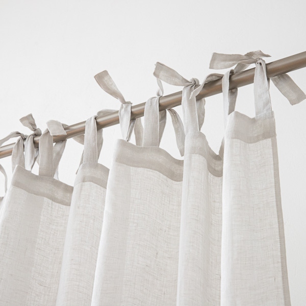 Sheer Linen Curtain With Ties Silver Garza