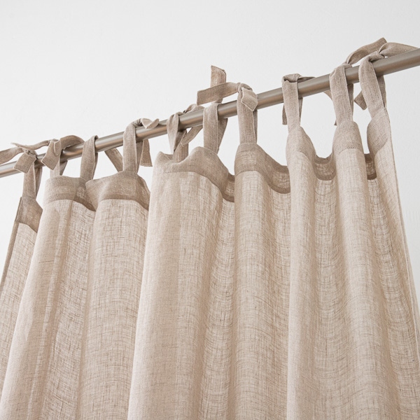 Sheer Linen Curtain With Ties Natural Garza